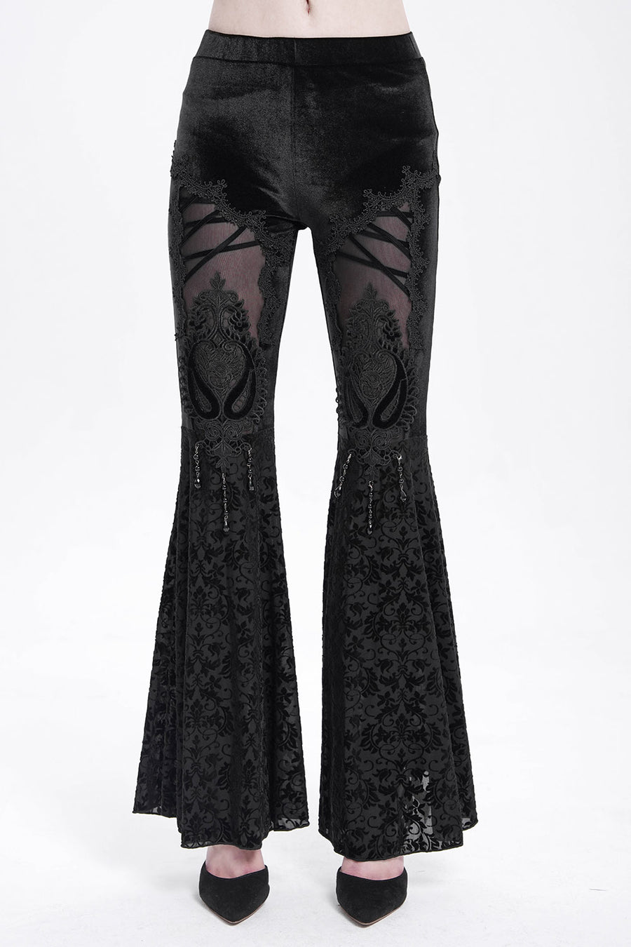 womens black velvet vampire goth bell bottoms 