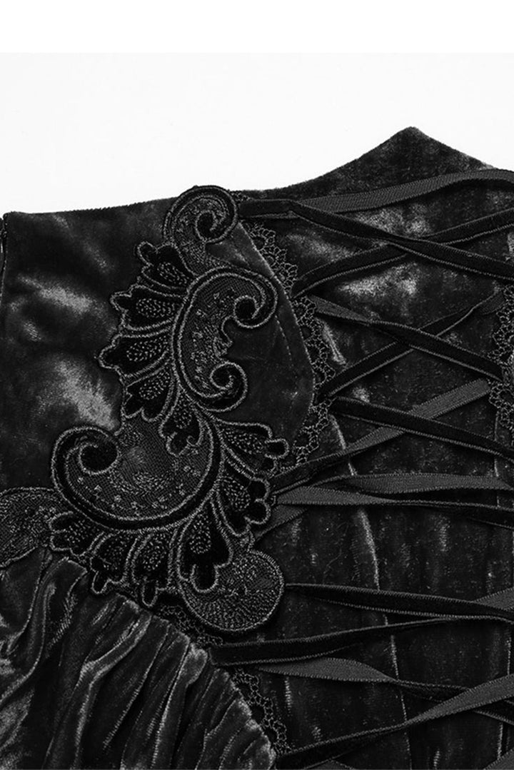 lace-up floral applique skirt