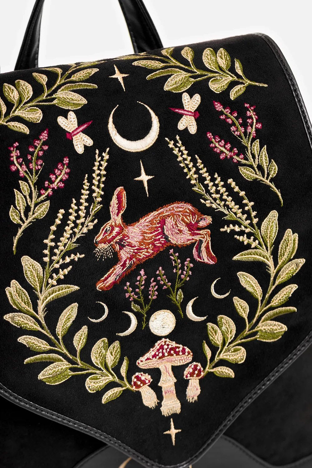 embroidered rabbit hare woodland forest creature backpack