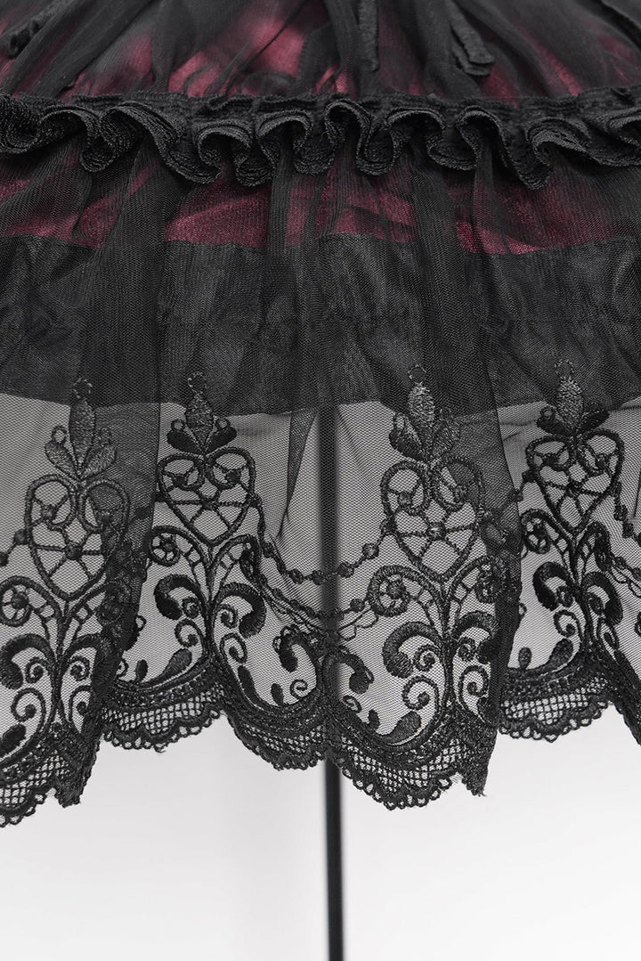 black and red gothic lace parasol umbrella with lace trim