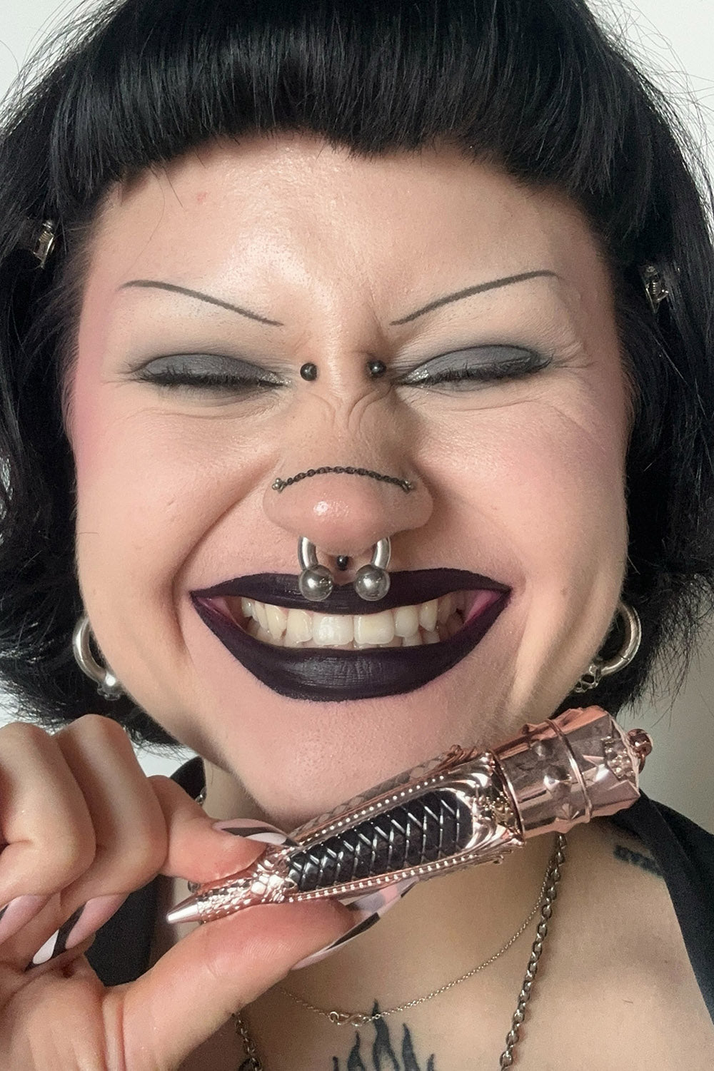 woman wearing victorian goth lipstick