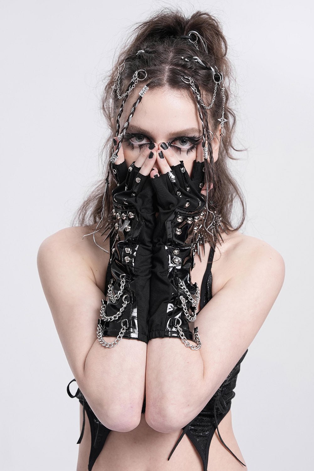 vegan leather emo gloves