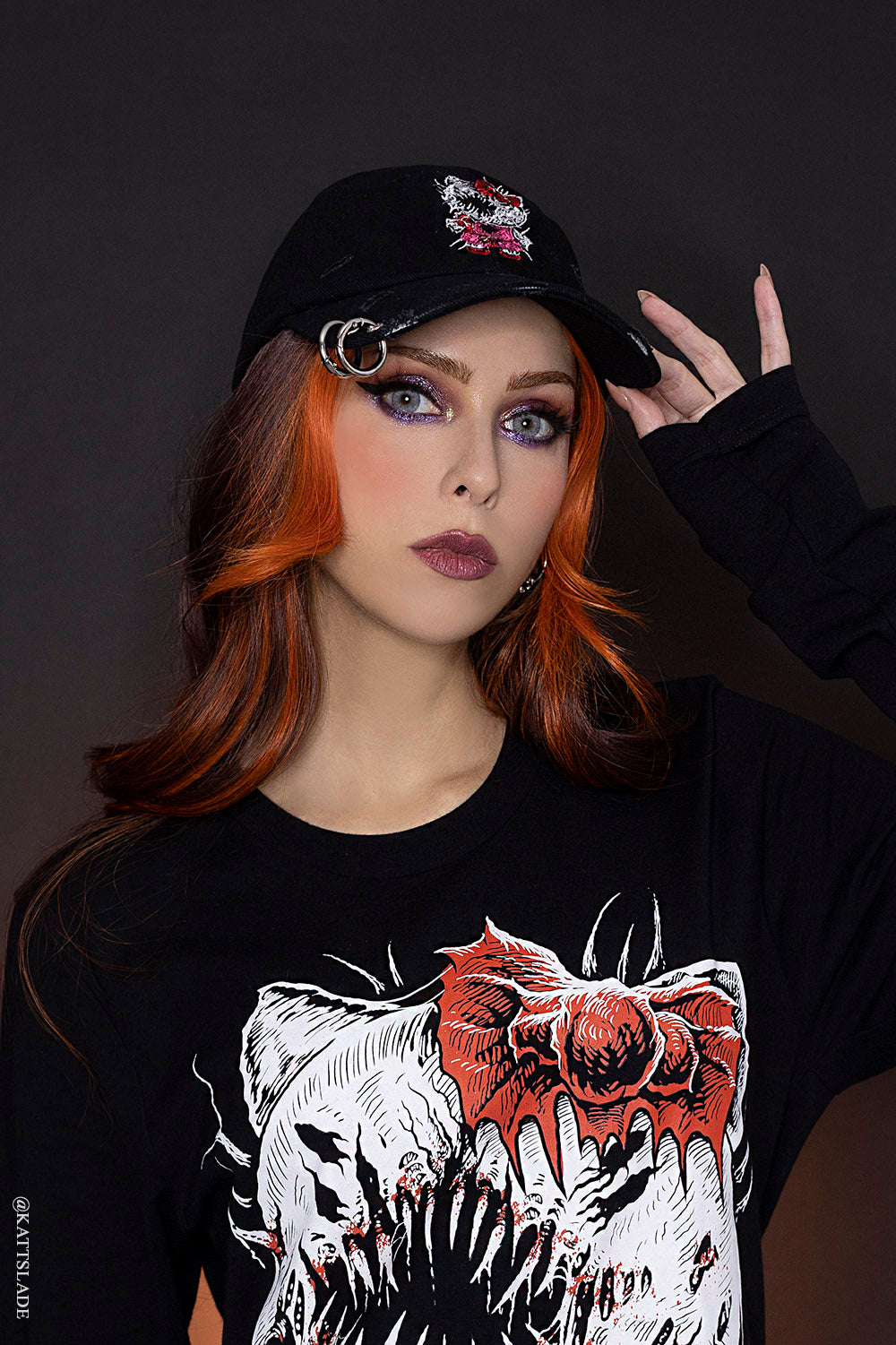 kawaii goth pierced baseball cap 