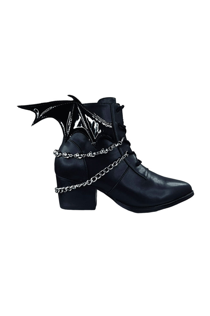 womens black ankle boots with batwings