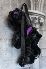 soft spooky skeleton teddy bear backpack with back zip pocket