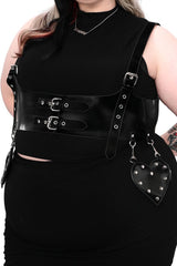 buckled velvet harness belt