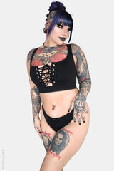womens vampire goth bikini top with front lacing 
