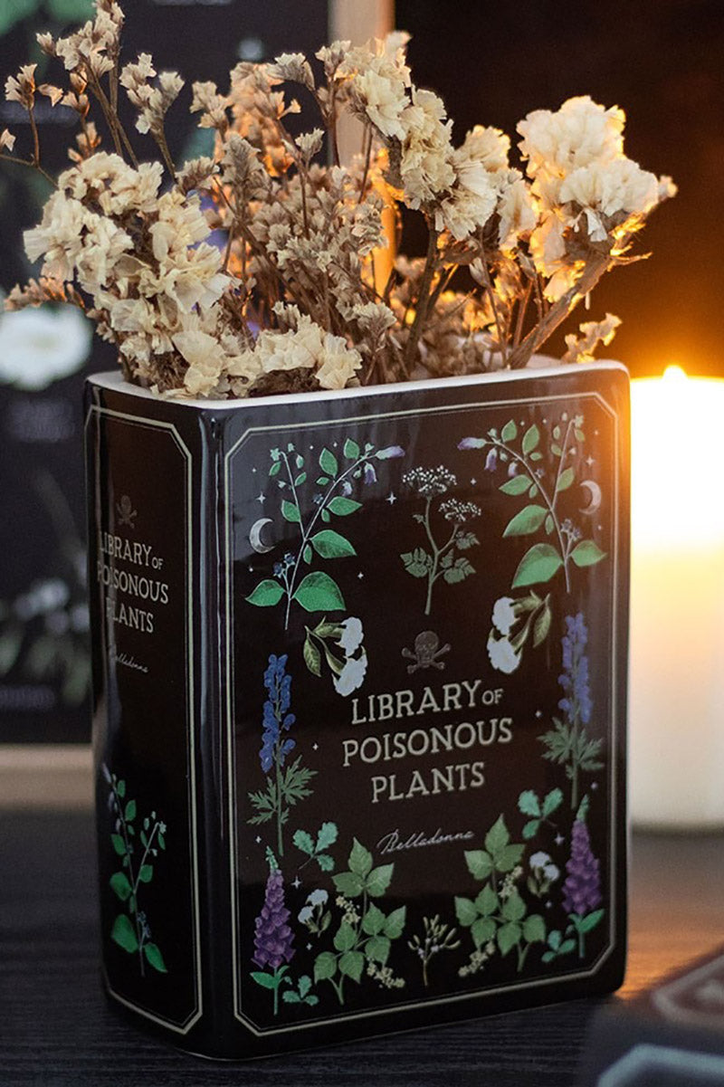 goth book-shaped flower vase