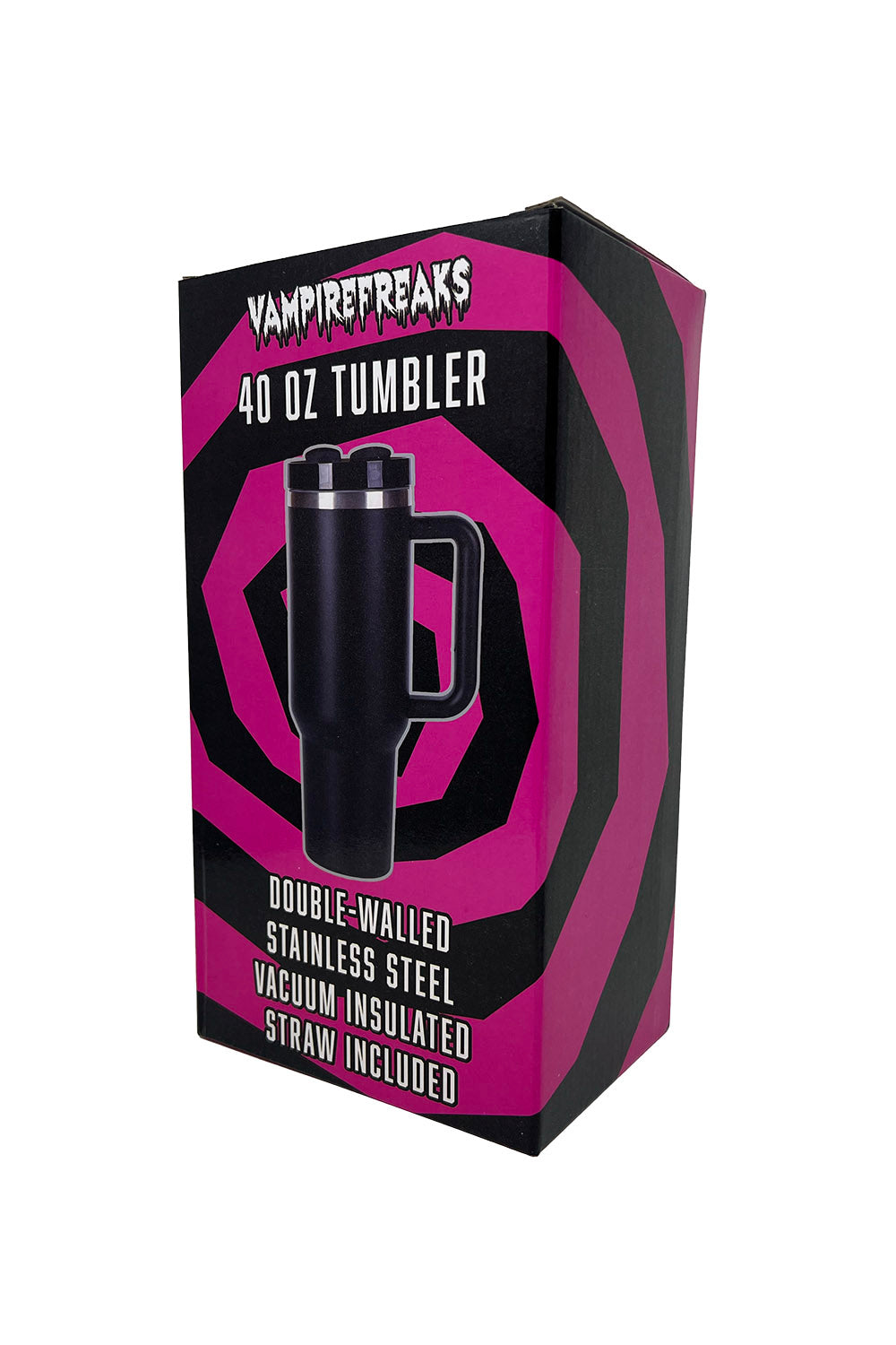 whimsical bright hot pink gift box for a punk stainless steel distressed tumbler