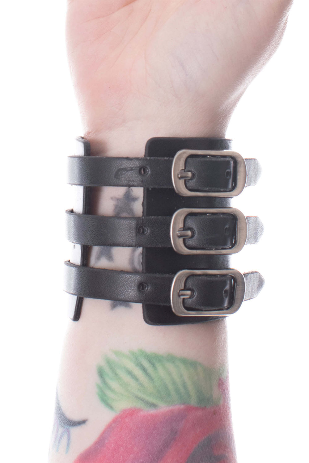 goth spiked buckled cuff bracelet 