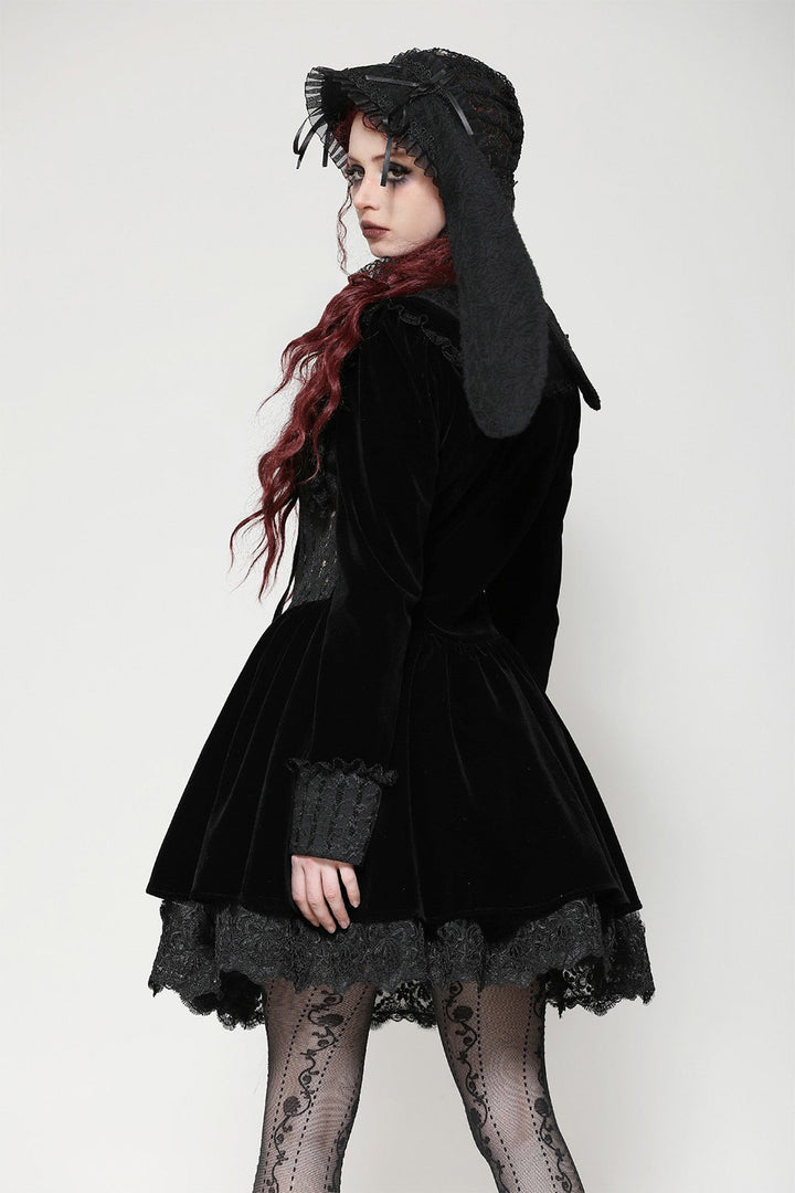 dark lolita long black bunny rabbit eat hat