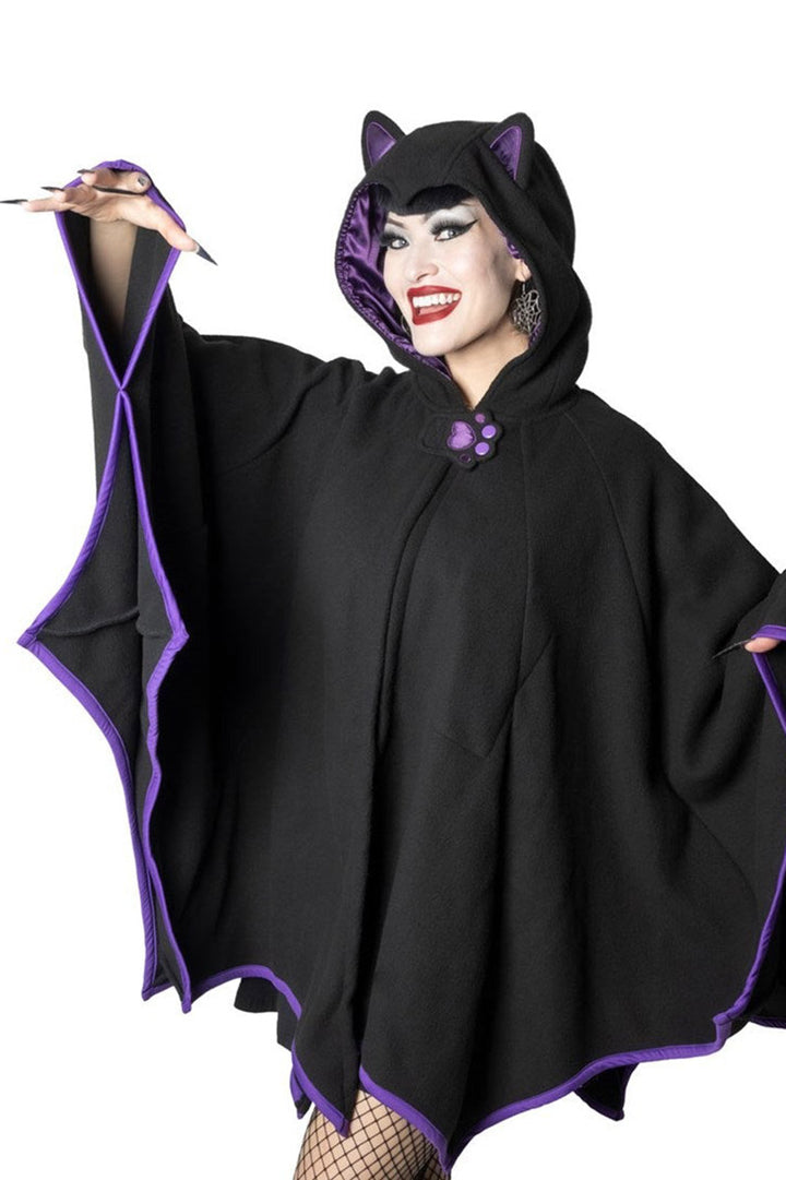 purple and black bat wing cape