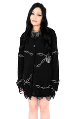 black cotton emo cardigan sweater