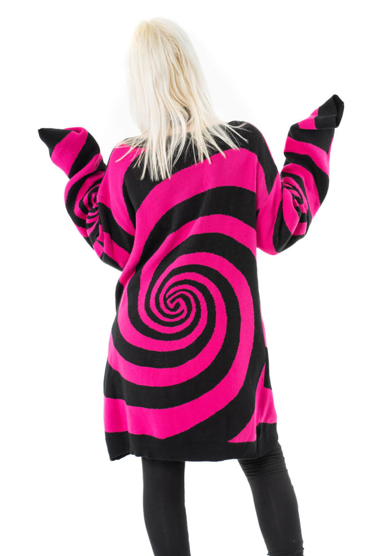 hot pink and black spiral cardigan