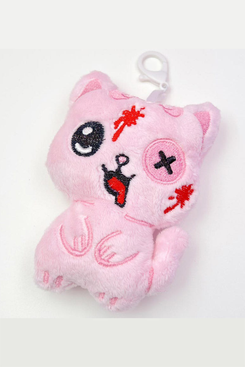 spooky emo pastel goth plush kitty bag keychain