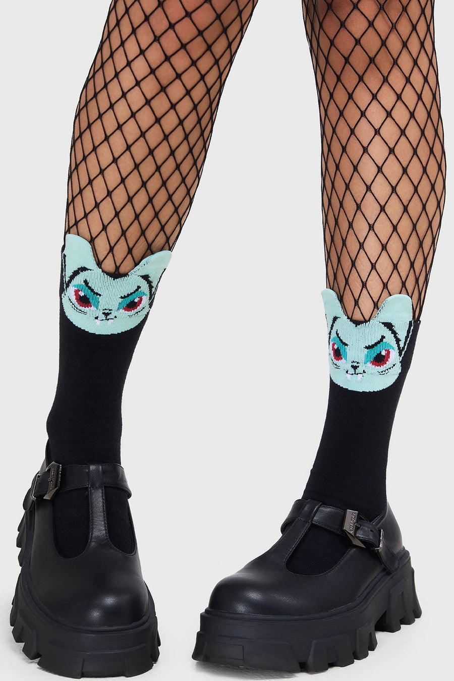 3D kitty ear emo socks by killstar