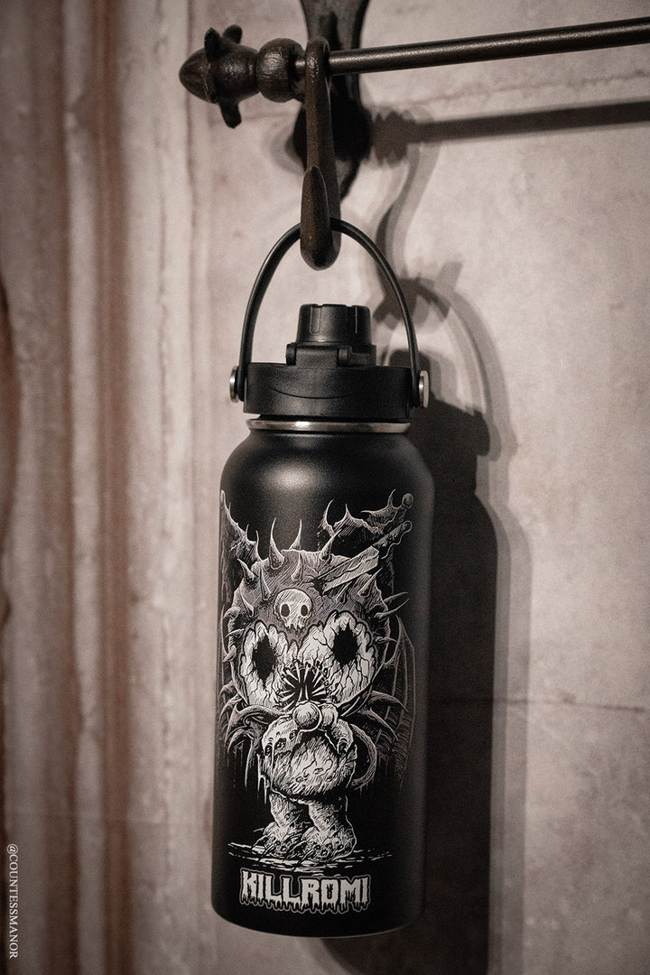 creepy cute heavy metal water bottle with lid handle