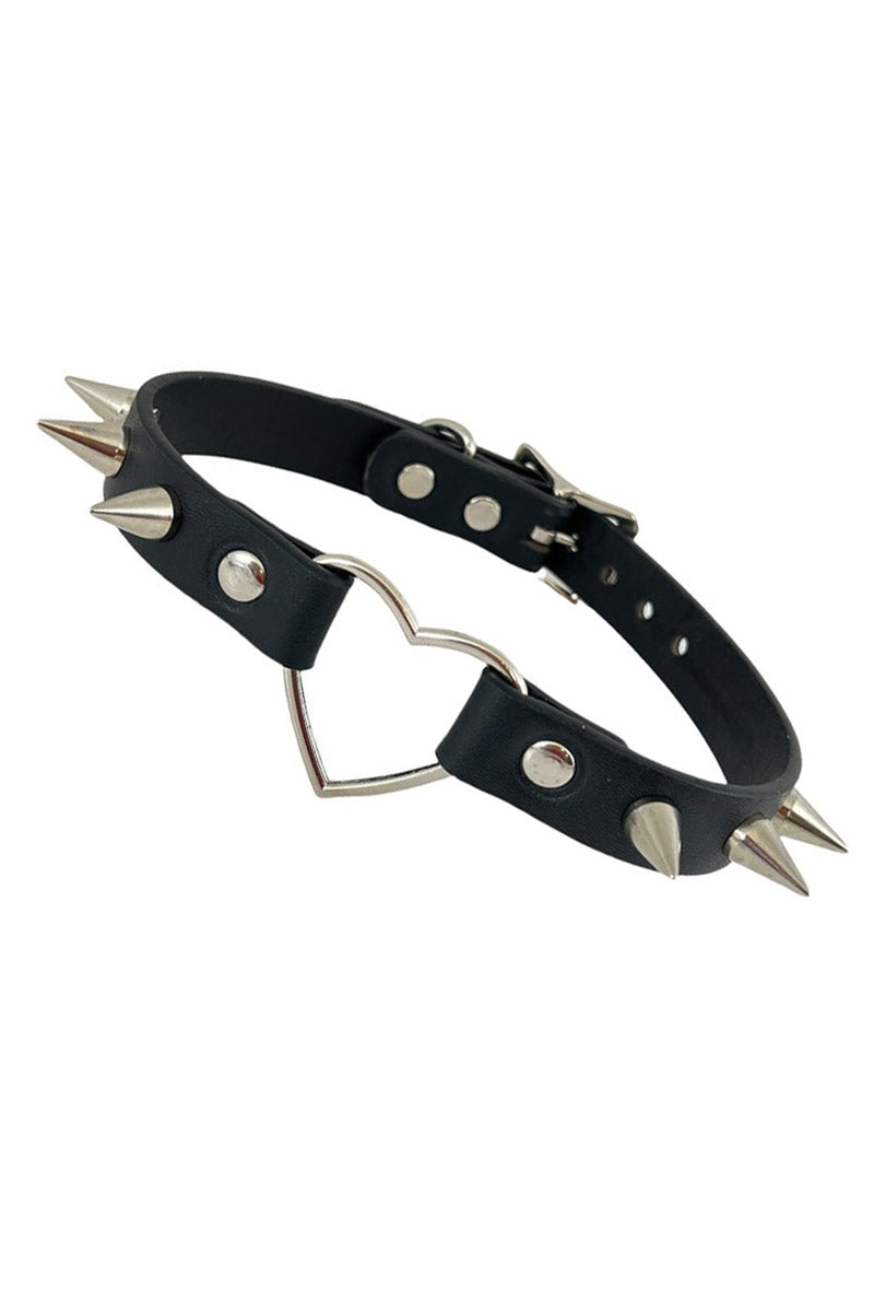 spiked heart o ring collar