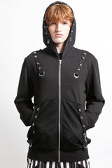 d-ring spiked and studded hoodie