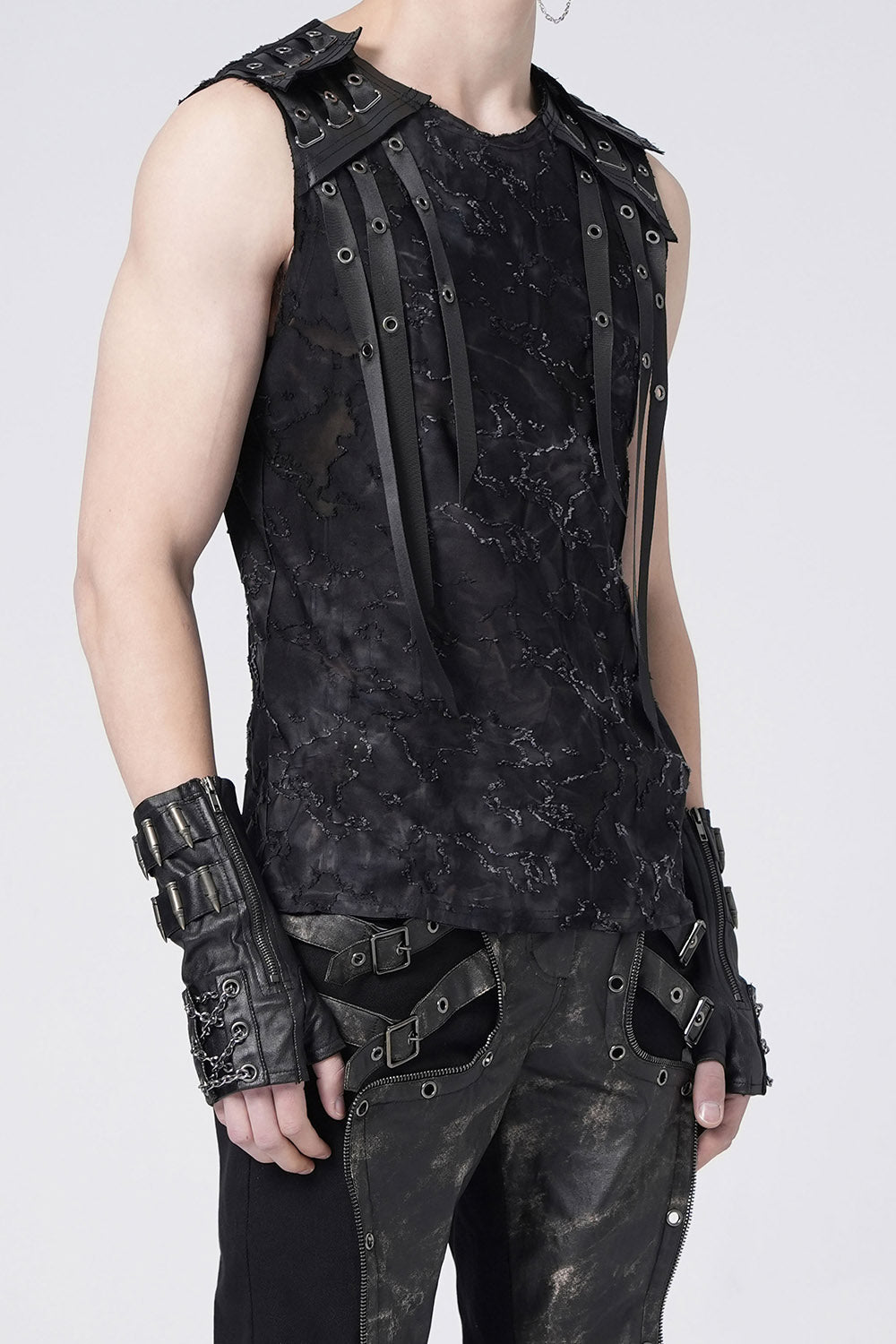 mens ripped distressed apocalyptic tank top 