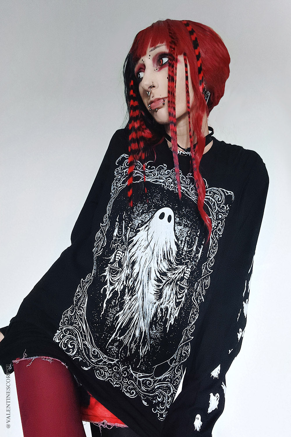 long sleeve gothic ghost shirt