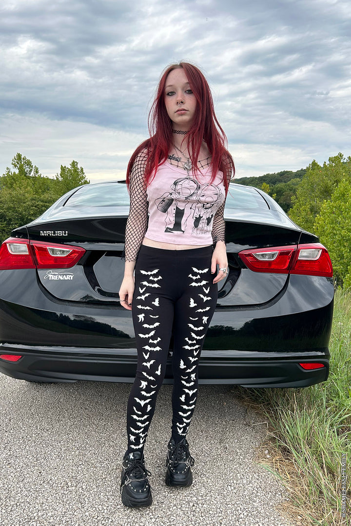 Vampire Bat Leggings [White Bats]