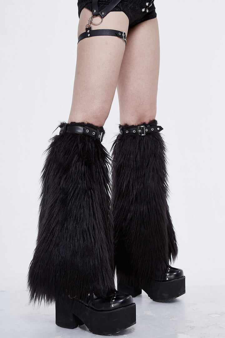 gothic faux fur leg warmers by devil fashion