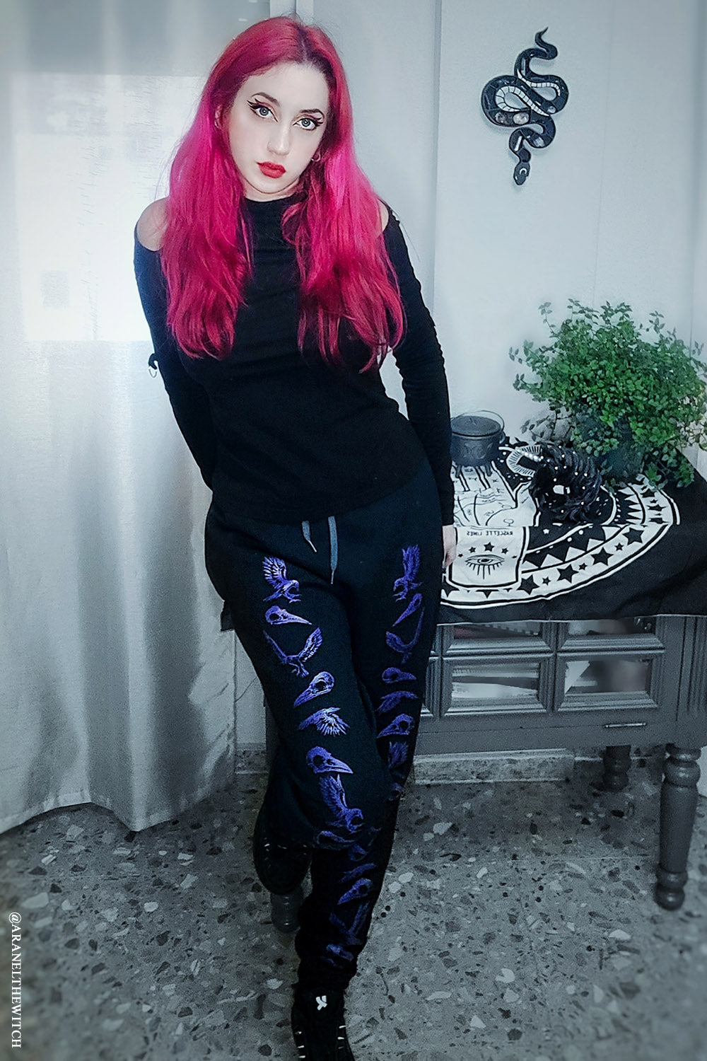 purple and black raven joggers