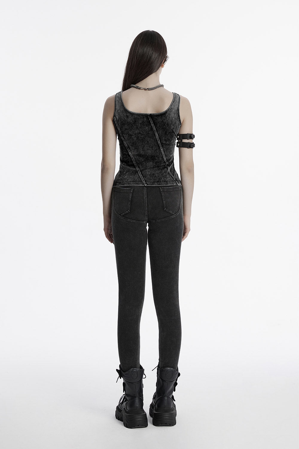 vintage wash grunge goth high-waisted skinny jeans