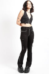 womens black flared punk pants