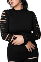 grunge goth long sleeve shredded shirt