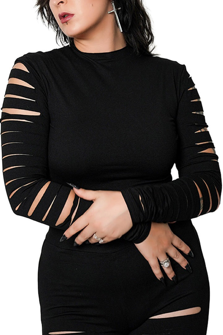 grunge goth long sleeve shredded shirt