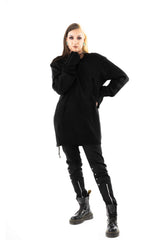 androgynous black zippered knitted sweater 