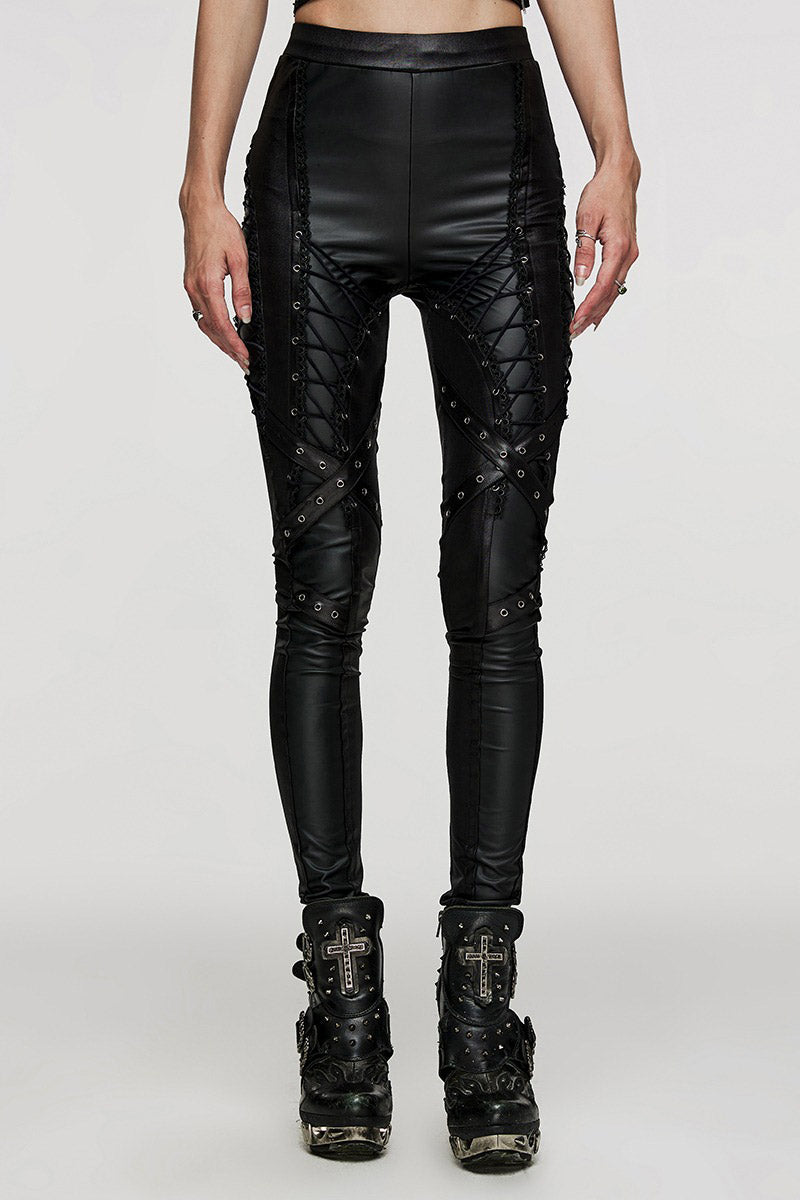 womens gothic vegan leather leggings