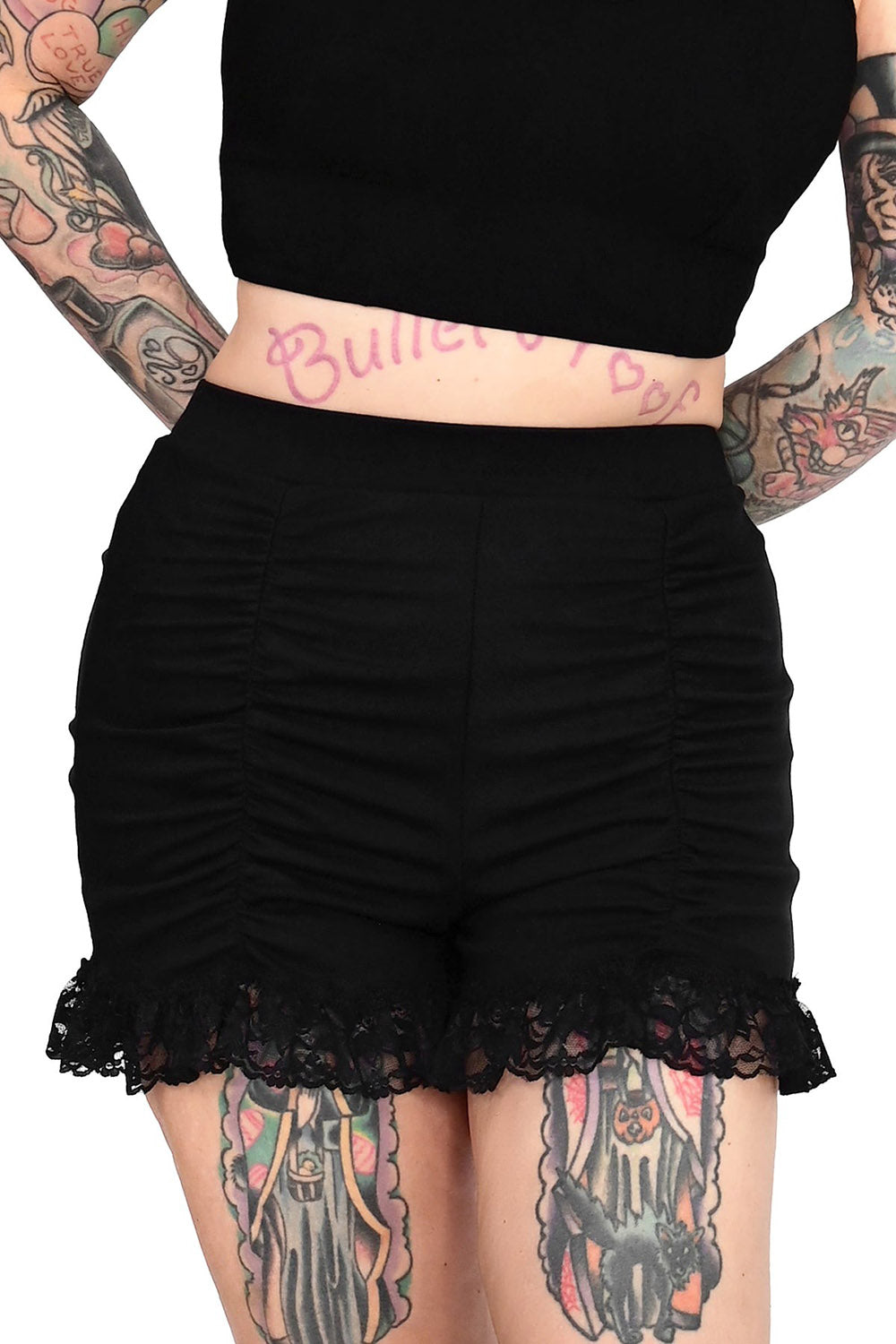 womens black high waisted lolita goth shorts