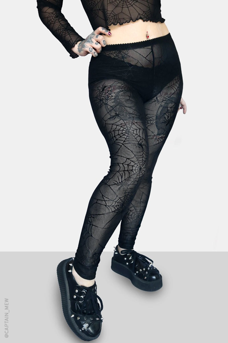 opaque mesh gothic leggings