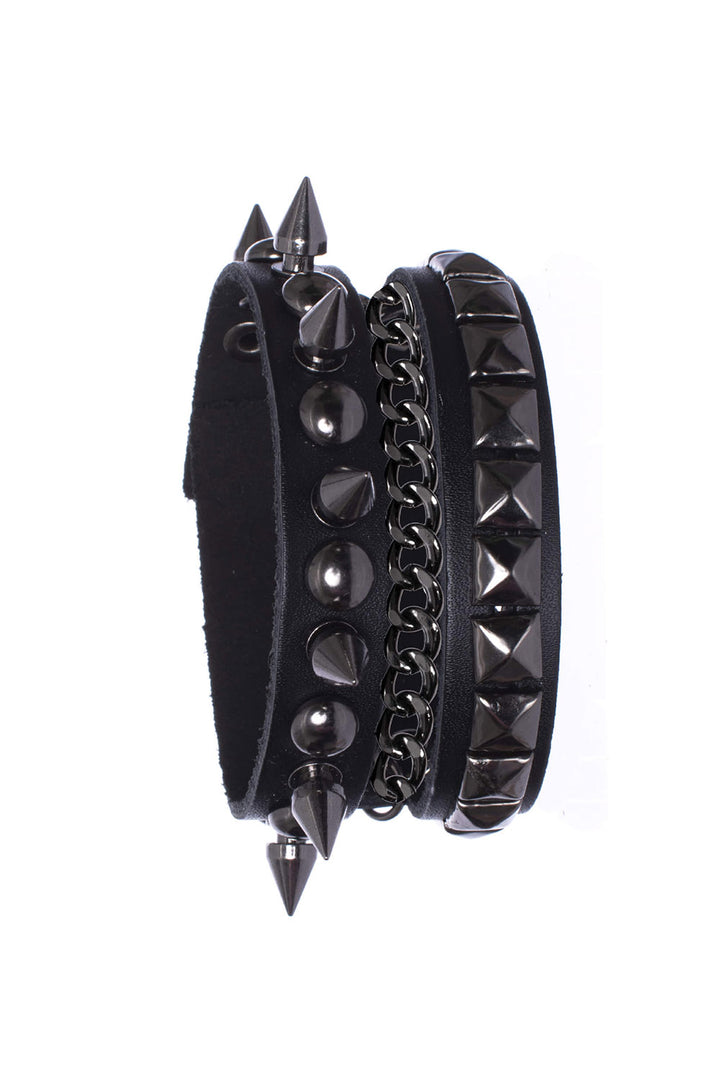 black studded punk rock cuff bracelet