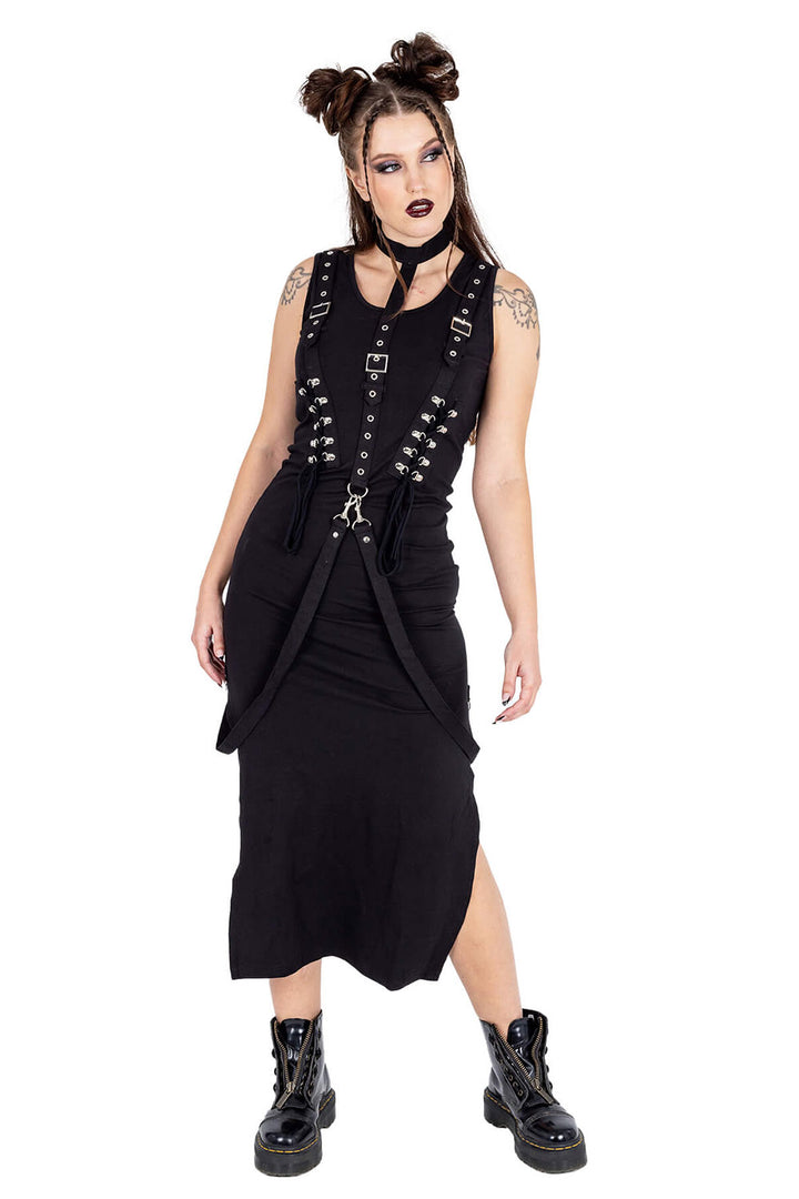 goth dress with front leg slits