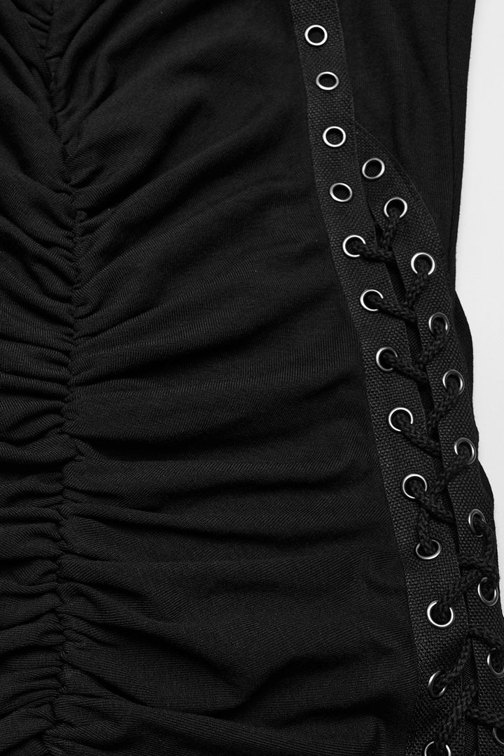 womens black stretchy gothic bodycon short dress