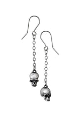 Silver skull earrings on a white background