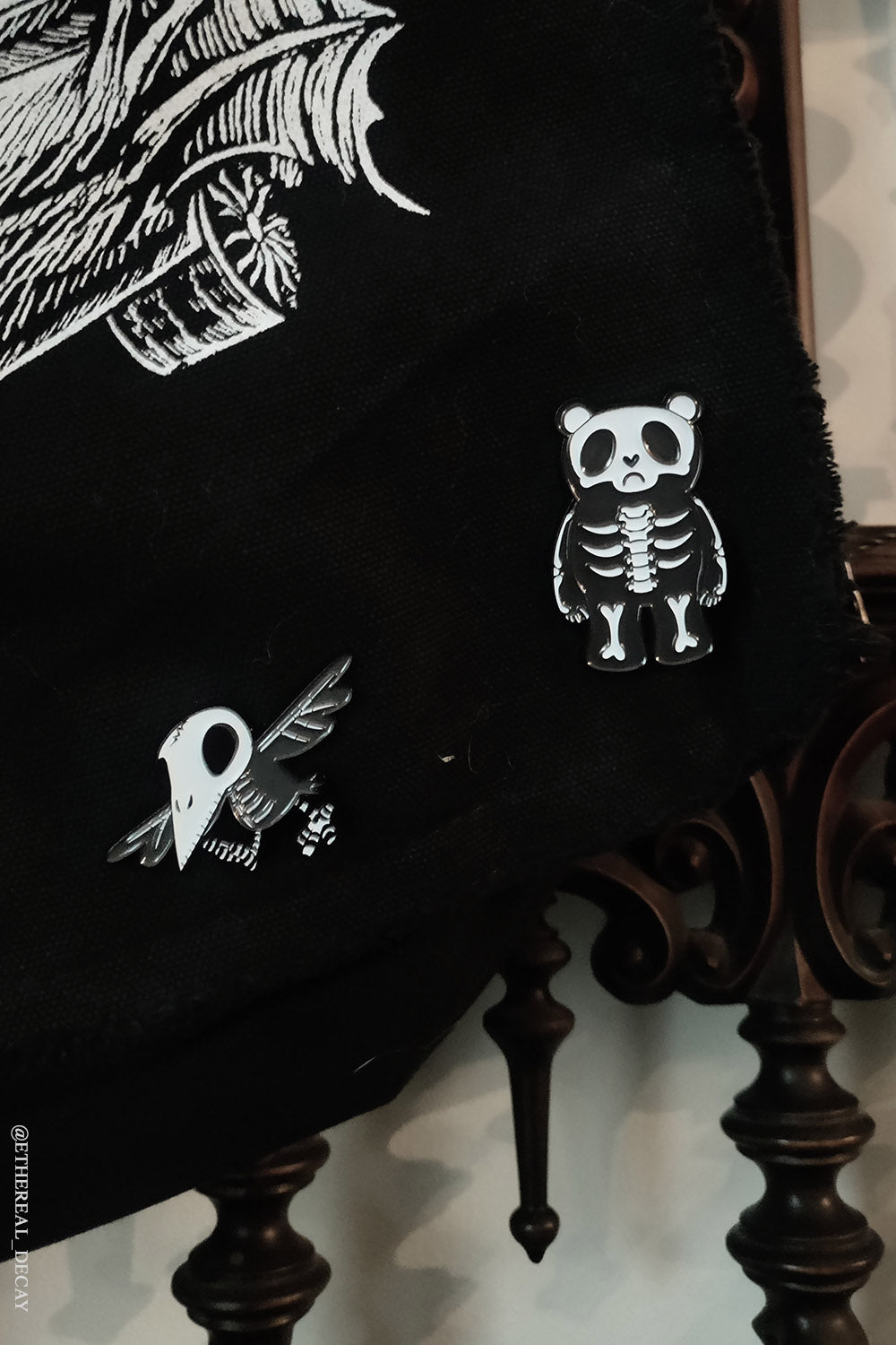 skeleton teddy bear pin