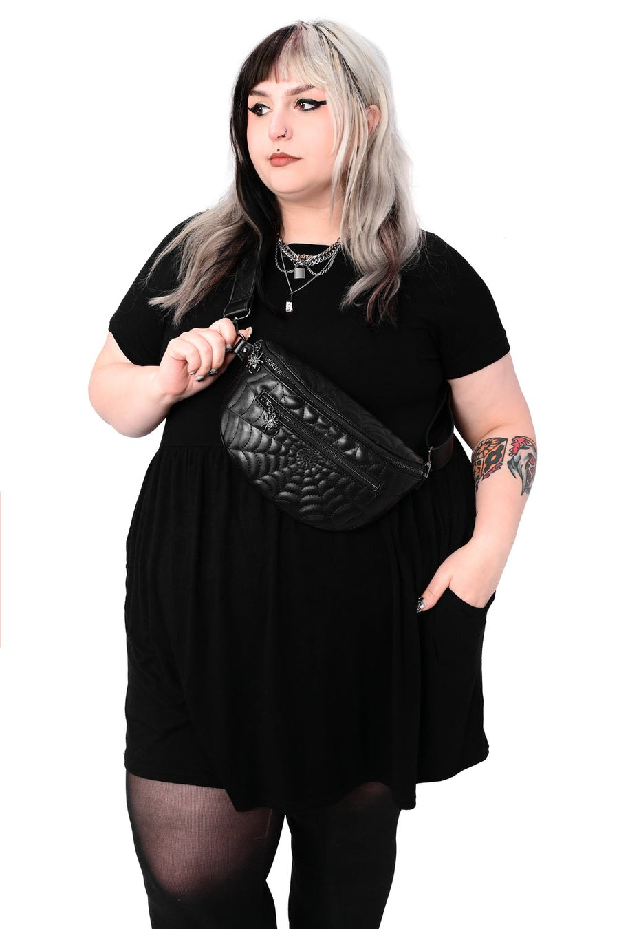 vegan leather spiderweb fanny pack