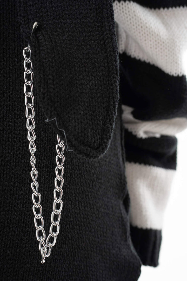 chain pierced hoodie