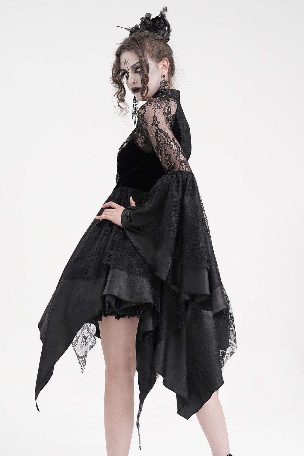 asymmetric hem gothic dress