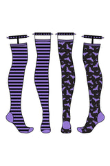 bat thigh high garter socks