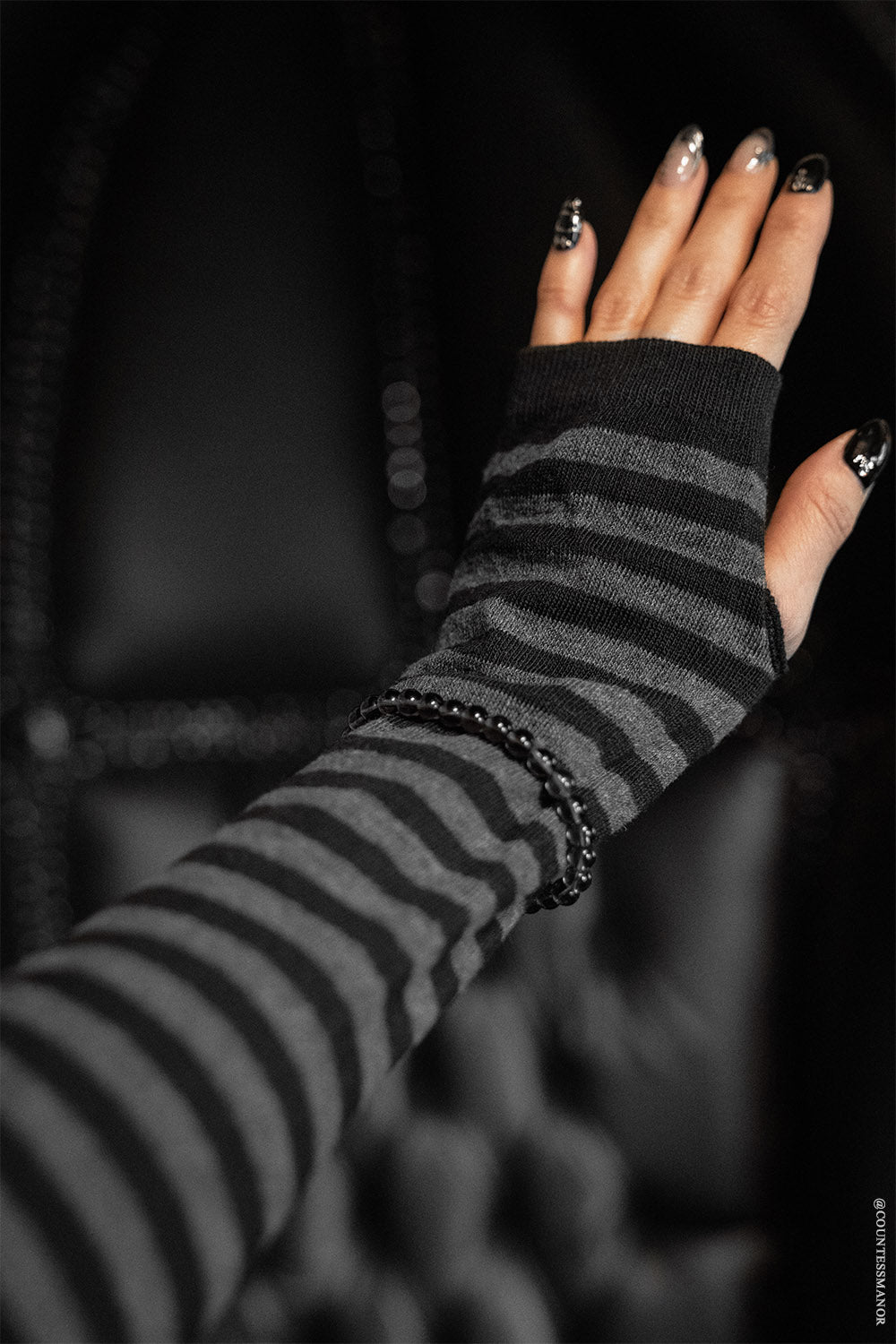 knitted emo striped arm warmers
