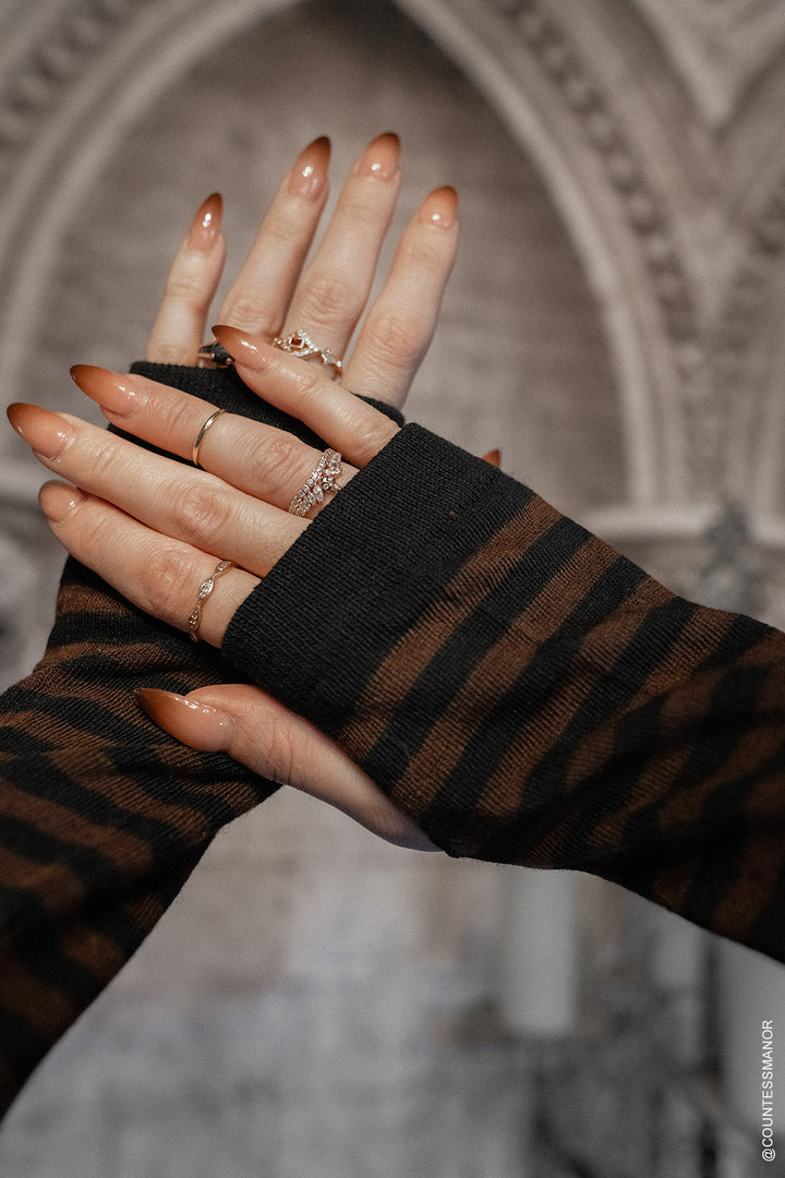 emo striped gloves