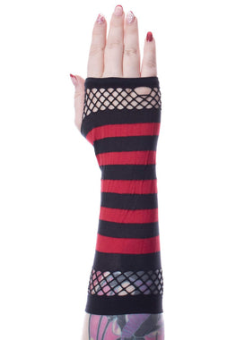 Striped Mesh Gloves [BLACK/RED]