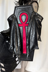 gothic coffin backpack with foldable wings and spikes
