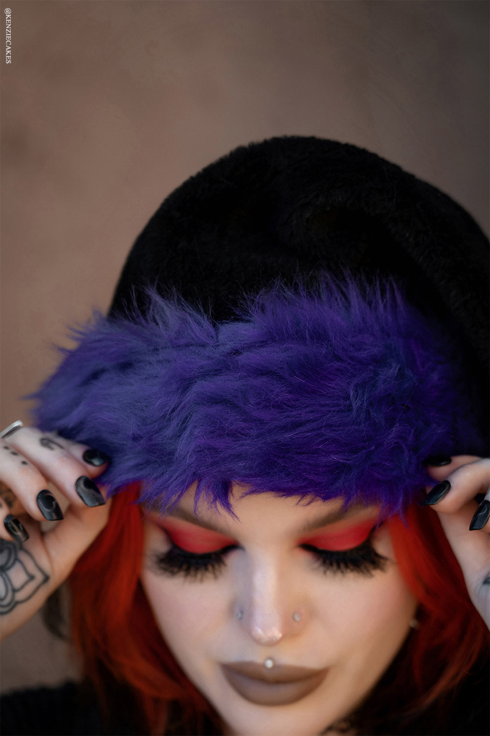 nightmare before christmas inspired black and purple santa claus hat